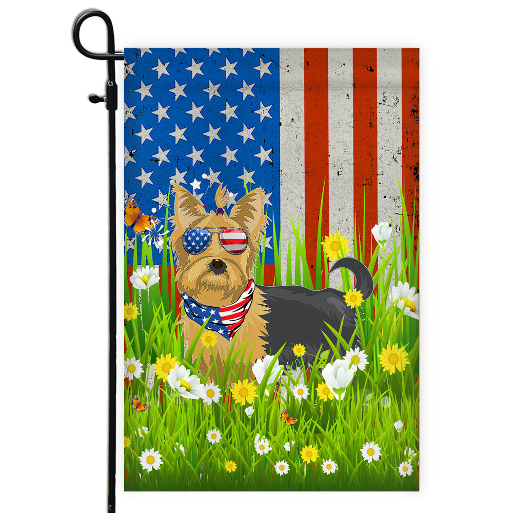 Yorkie American USA Flag 4th of July Dog Lover On Independence Day | siriusteestore