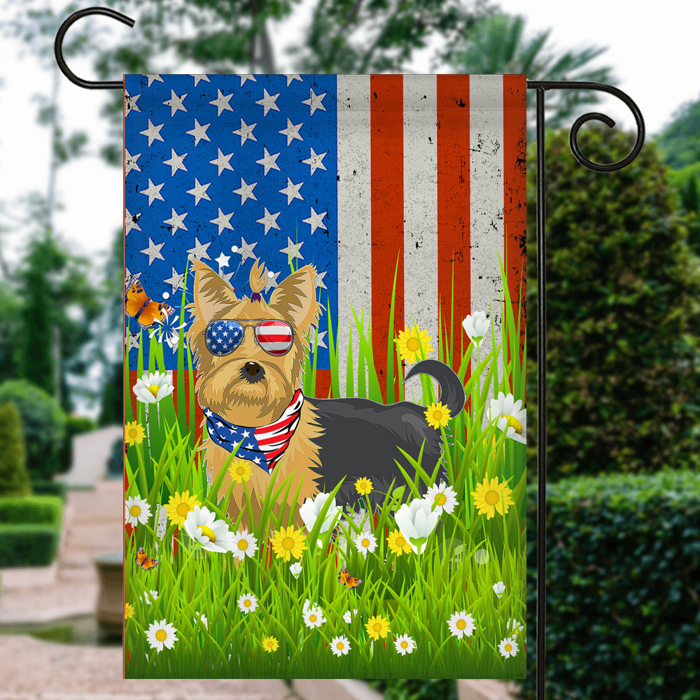 Yorkie American USA Flag 4th of July Dog Lover On Independence Day | siriusteestore