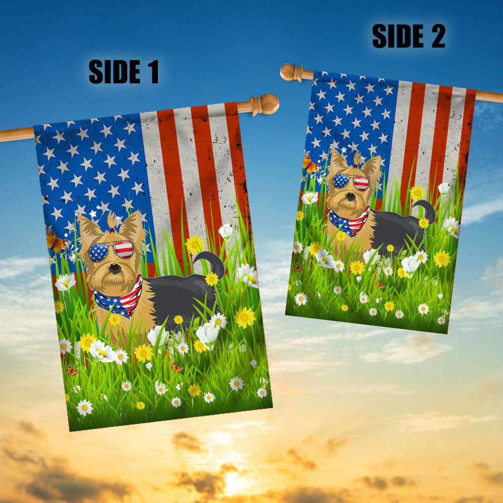 Yorkie American USA Flag 4th of July Dog Lover On Independence Day | siriusteestore