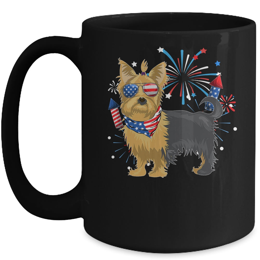 Yorkie Dog American USA Flag 4th of July Men women Lover Mug | siriusteestore