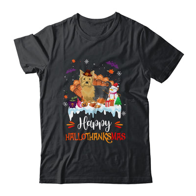 Yorkie HalloThanksMas Halloween Thanksgiving Christmas Shirt & Sweatshirt | siriusteestore