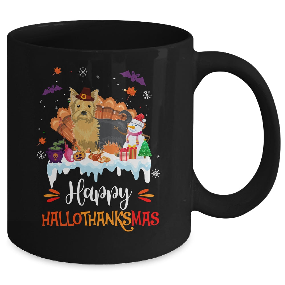 Yorkie HalloThanksMas Halloween Thanksgiving Christmas Mug | siriusteestore